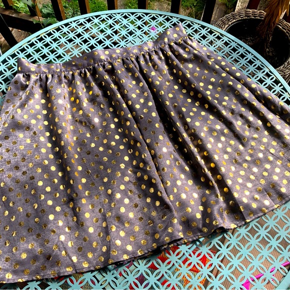 ModCloth XL gray with shiny gold polka dots skirt - Picture 1 of 3